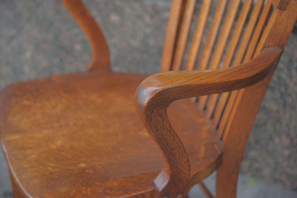 20th Century  Pair of Oak Office Chairs, Signed Ford and Johnson