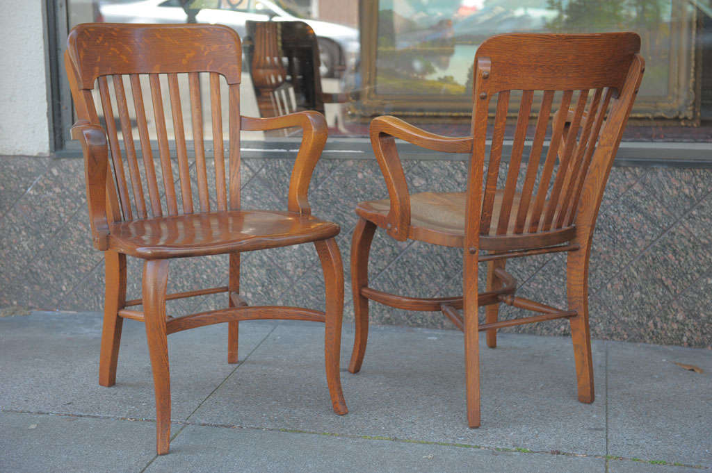  Pair of Oak Office Chairs, Signed Ford and Johnson 3