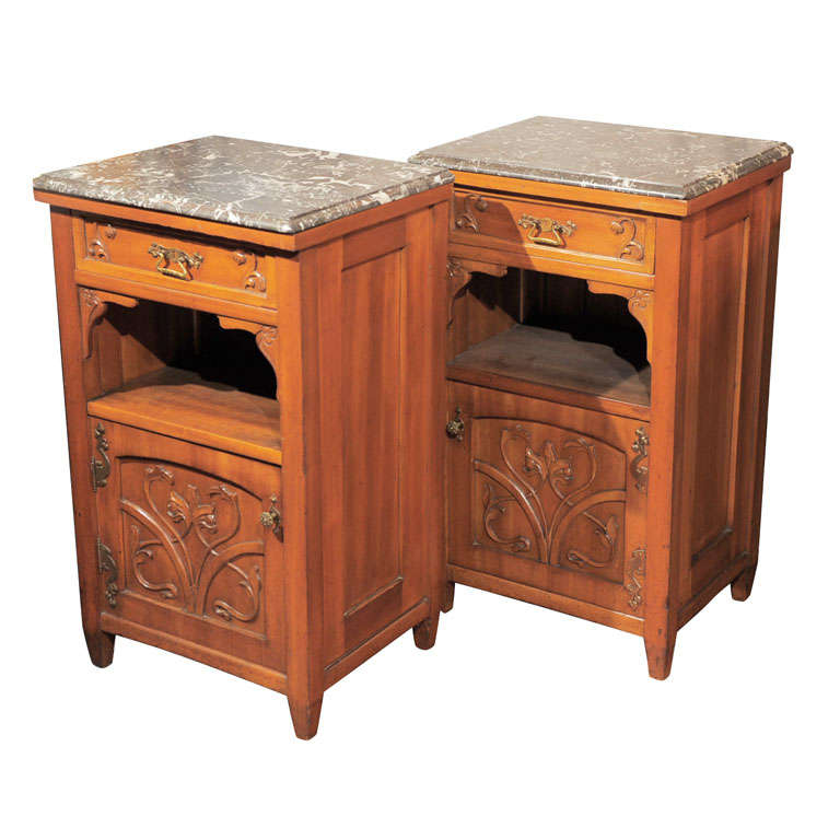 Art Nouveau Marble Top Nightstands at 1stdibs