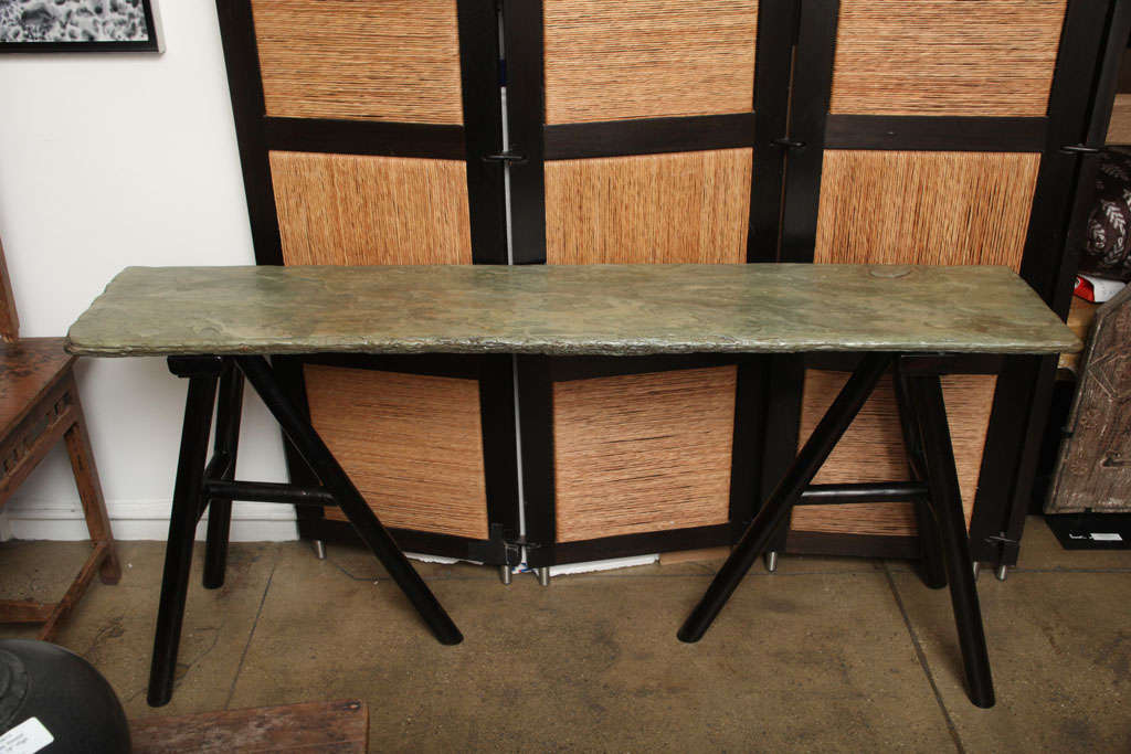 Console with Stone Top and Triangle Legs