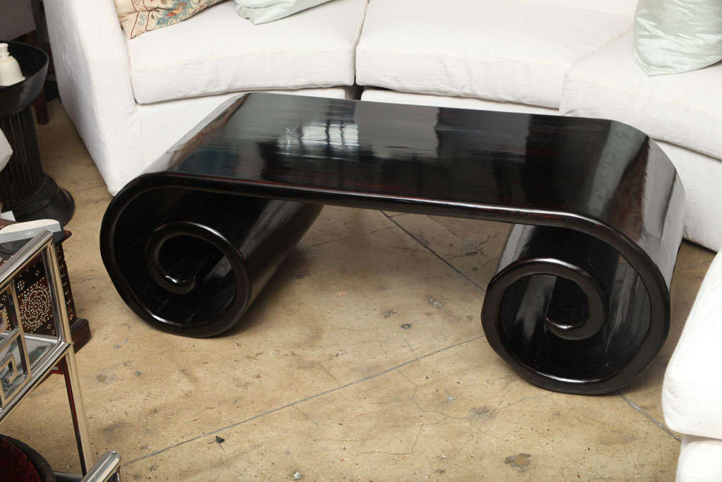 Scroll Coffee Table, Elmwood, Late 19th Century, Shanxi. Bold and exotic.