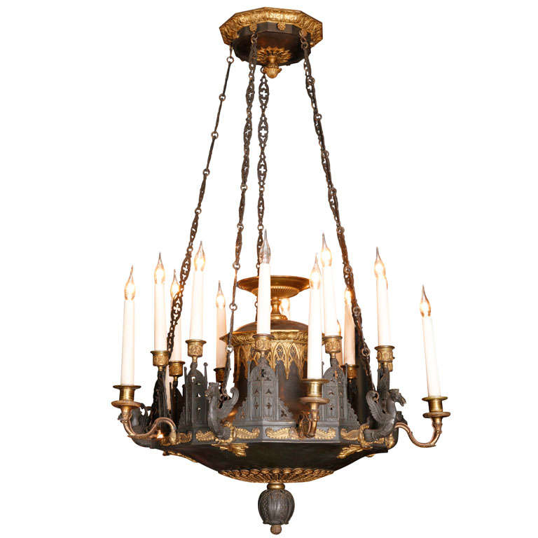 An Important and Historical Early 19th Cent Bronze Chandelier