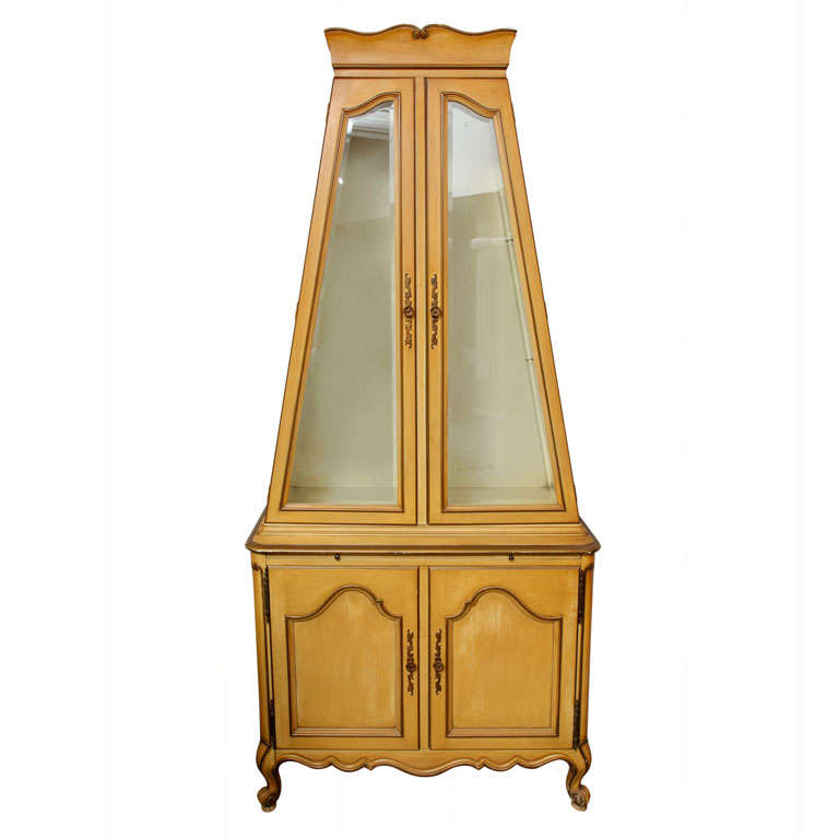 American Painted Wood and Glass Door Vitrine For Sale