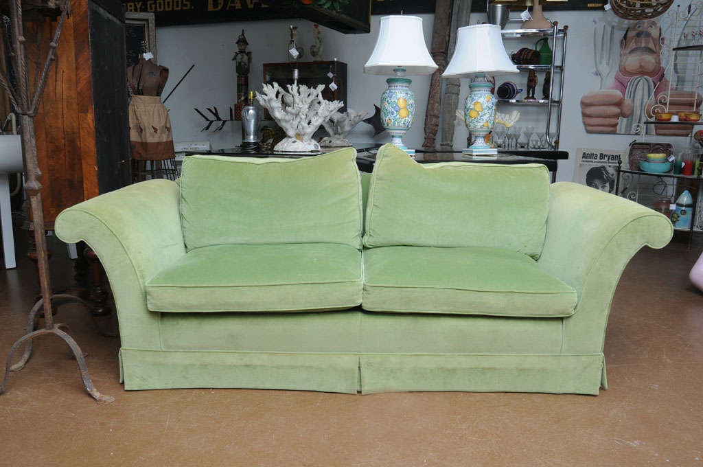1950's moss green sofa with elegant lines. Very comfortable!