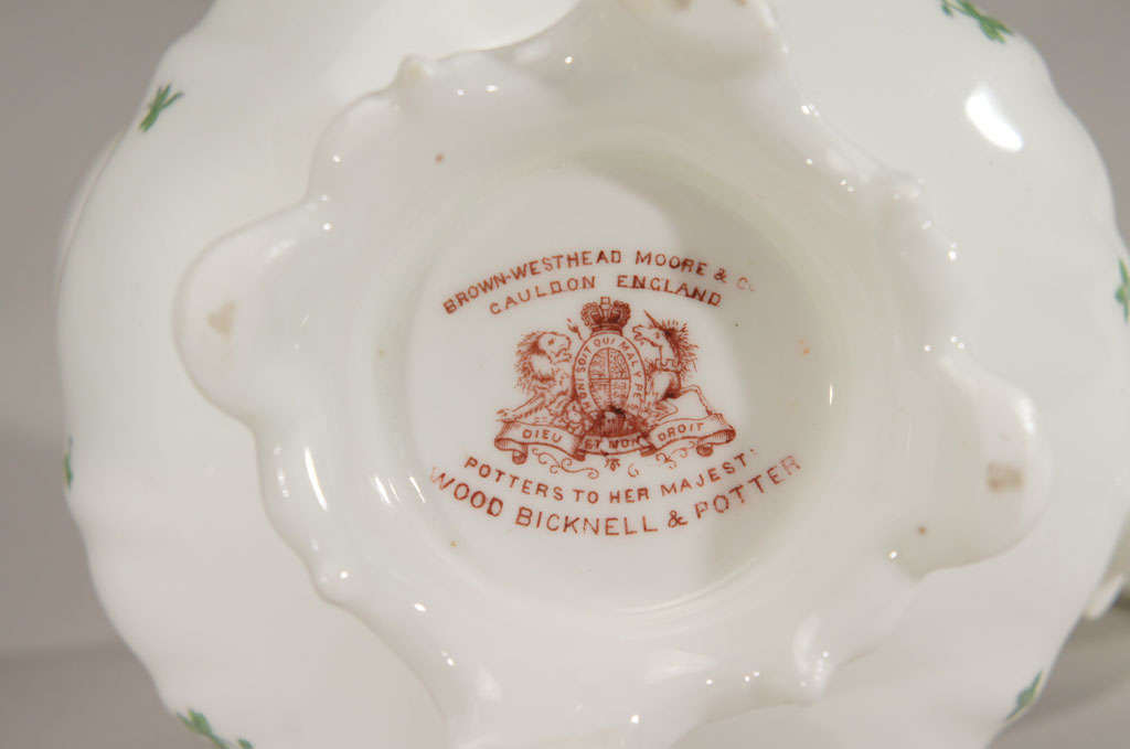 Porcelain Brown, Westhead, Moore/Cauldon Tea Set on Matching Lazy-Susan 12 Pieces For Sale