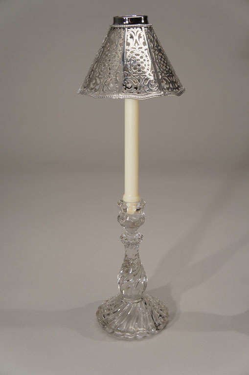 American Pair of Tiffany Makers Sterling Silver Pierced Candleshades