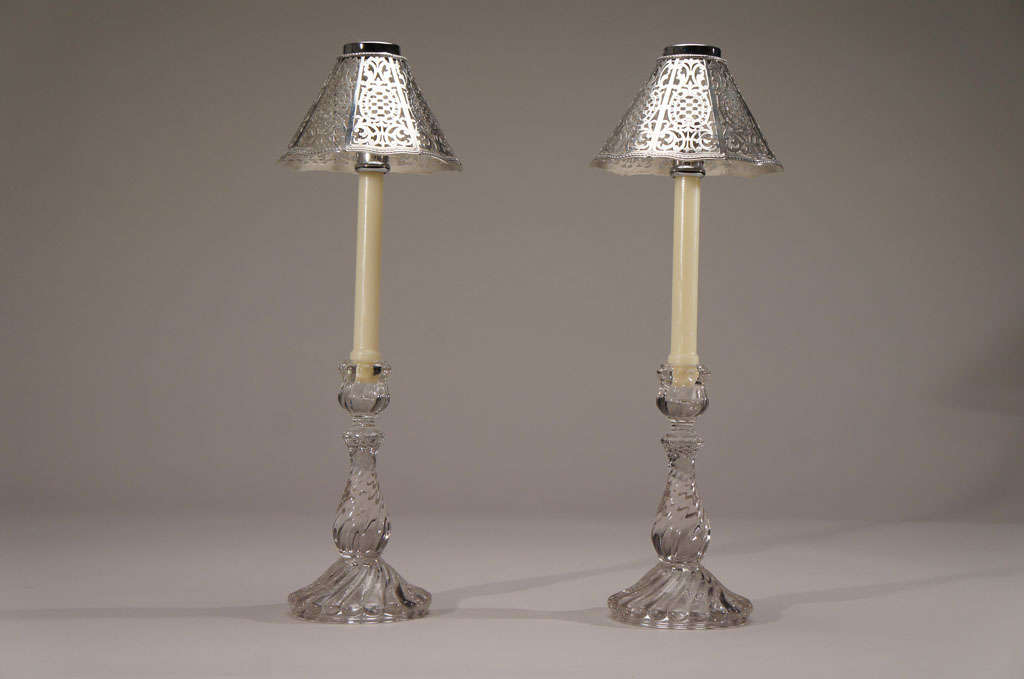 Pair of Tiffany Makers Sterling Silver Pierced Candleshades at 1stDibs
