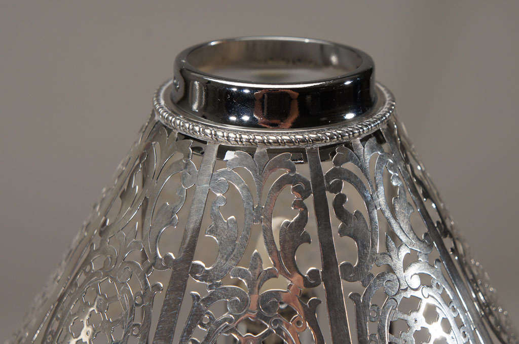 Pair of Tiffany Makers Sterling Silver Pierced Candleshades at 1stDibs