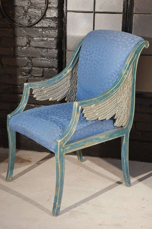 French Carved Wing Armchair