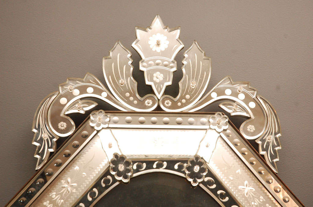 Italian Etched and Beveled Venetian Mirror