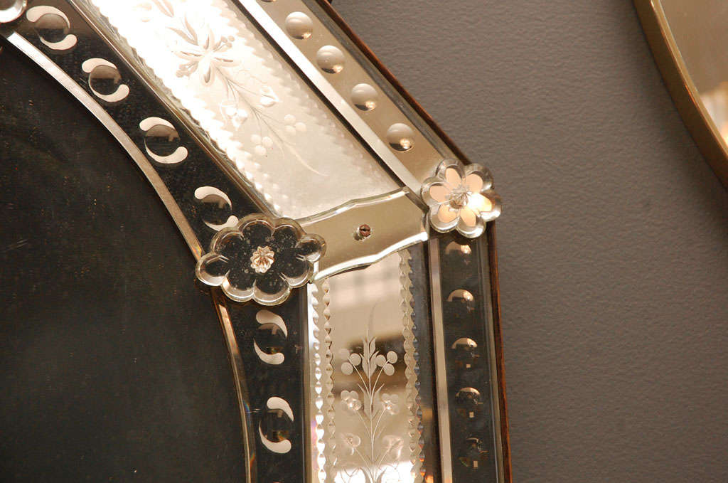 Mid-20th Century Etched and Beveled Venetian Mirror