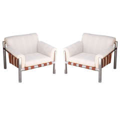 Pair of Chrome Lounge Chairs attributed  to Milo Baughman