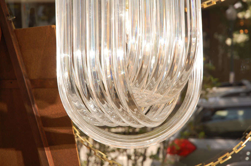 American Tiered Lucite Ribbon Chandelier