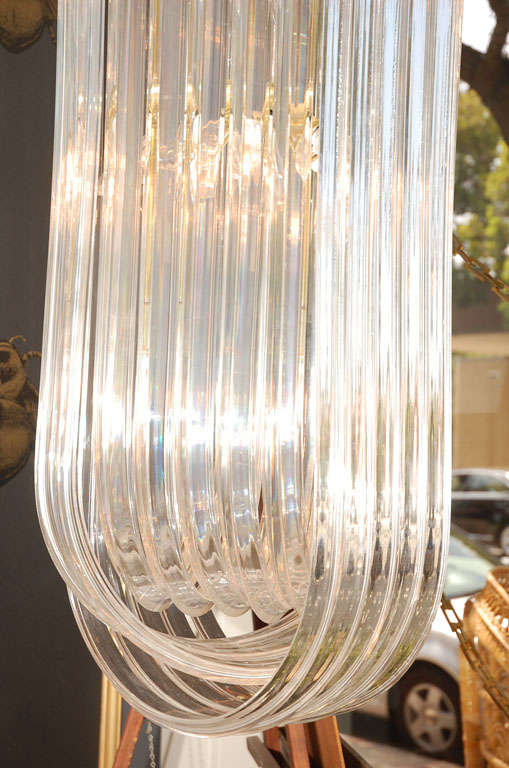 Tiered Lucite Ribbon Chandelier 1