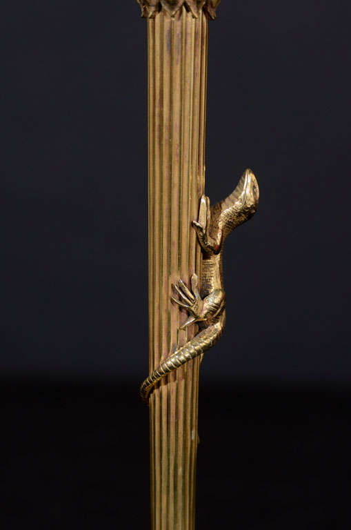 Gilt Bronze One Light Candlesticks with Paw Foot Base 2