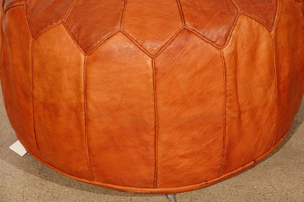 Large Moroccan Leather pouf In Excellent Condition In North Hollywood, CA