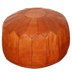 Used Large Moroccan Leather pouf