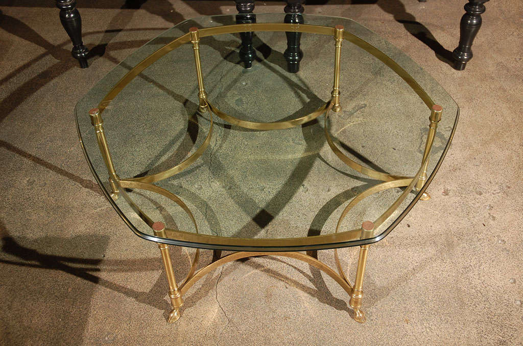 Polished Brass and Glass Octagonal Coffee table, La Barge at 1stDibs