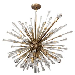 Custom Tear Drop Chandelier with Antique Brass Frame