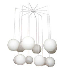 Giant Raak 12 Globe Opaline Chandelier From The Netherlands