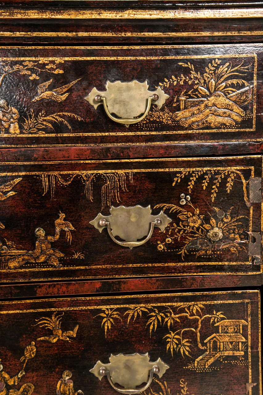 Early 18th C English Chest of Drawers with Japaned Decoration In Good Condition In Stamford, CT