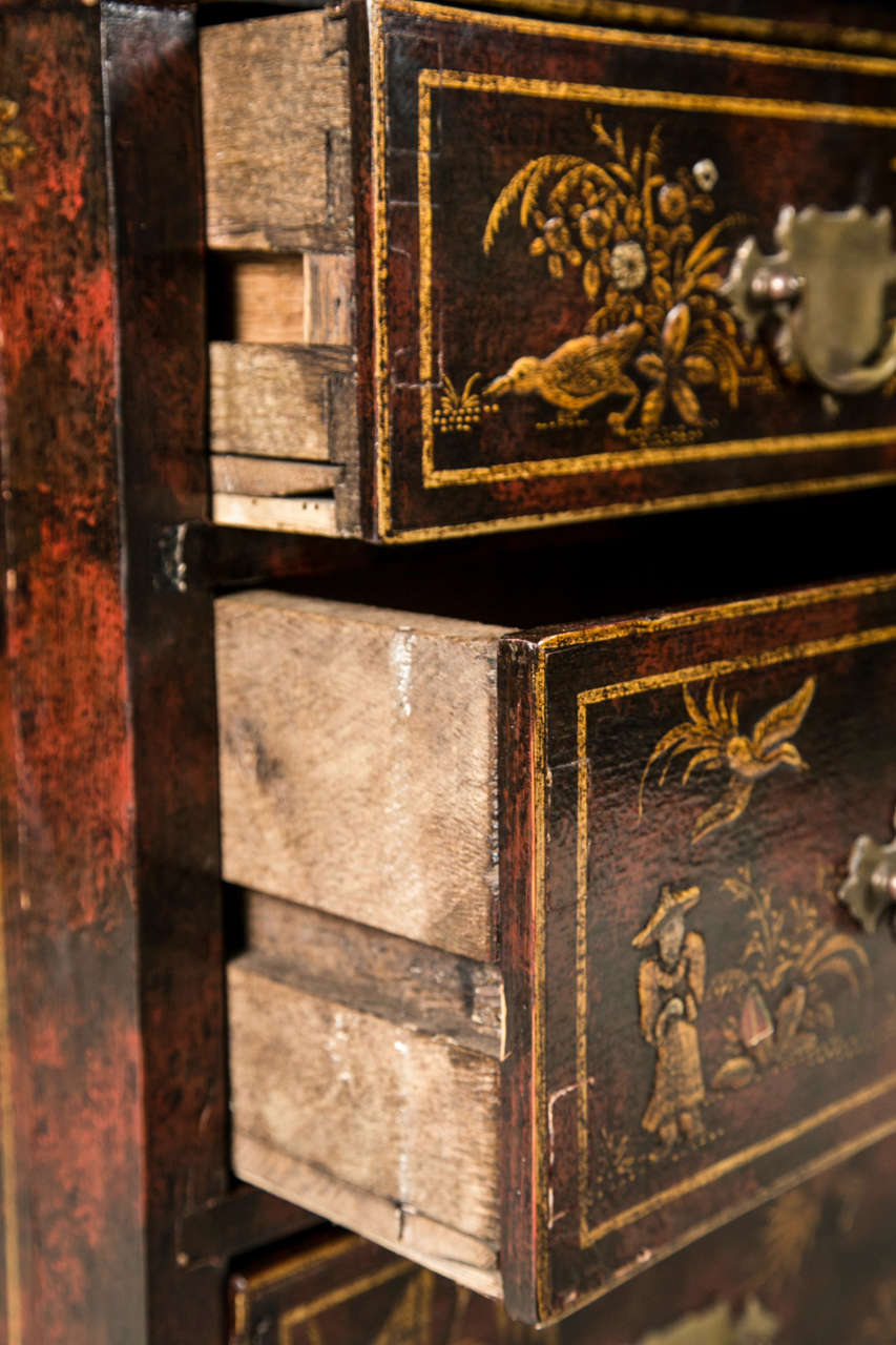 Early 18th C English Chest of Drawers with Japaned Decoration 1