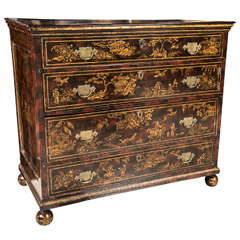 Early 18th C English Chest of Drawers with Japaned Decoration