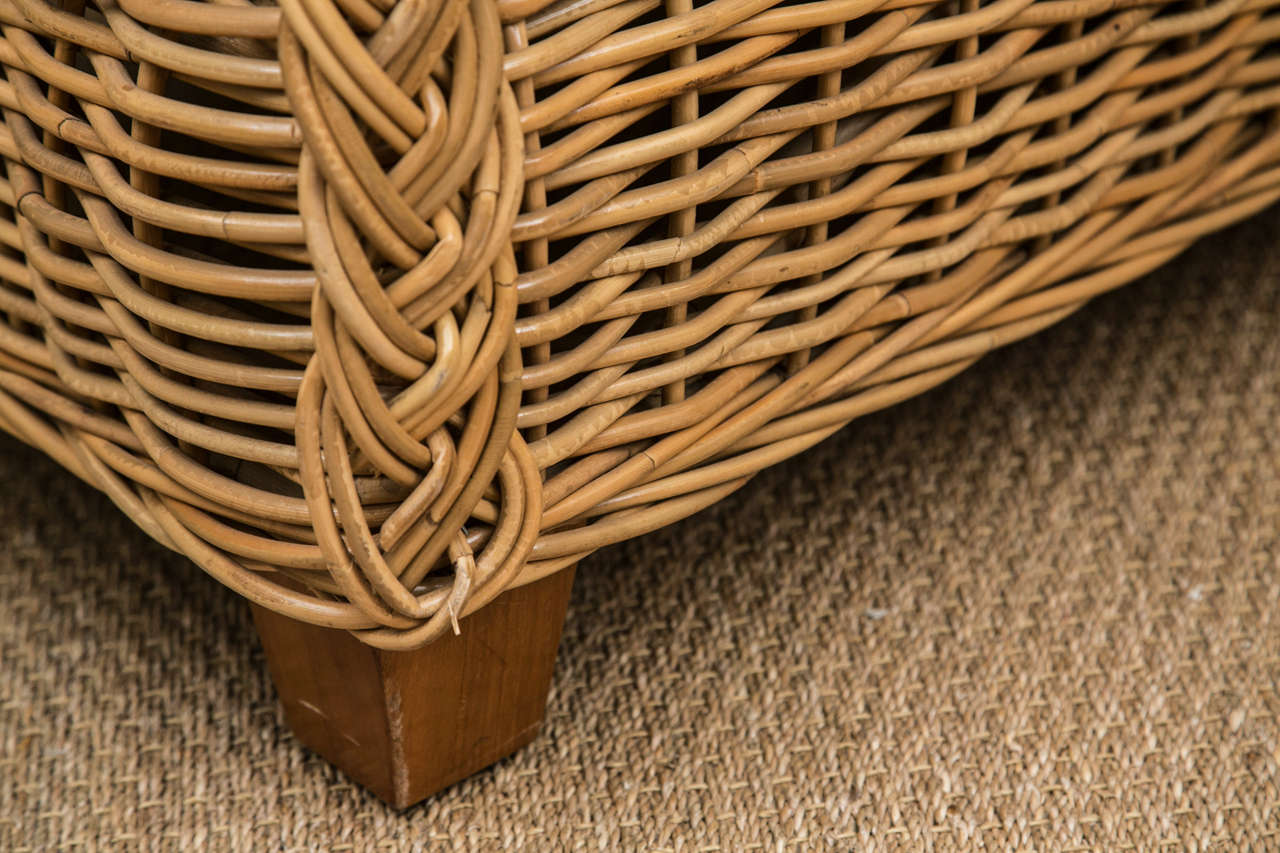 Wicker Works Rattan Sofa With Belgin Linen Upholstery 3