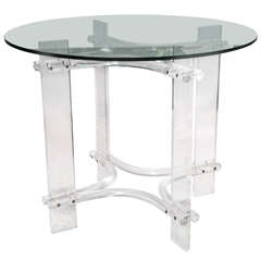 Lucite Table Base with Round Glass Top