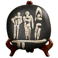 Ceramic Pablo Picasso 'Trois Personnages Sur Tiemplin' Glazed Plaque