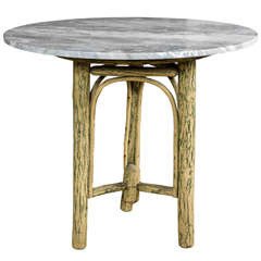 Used Old Hickory Furniture Co Tree Trunk Base with Grey Marble Top