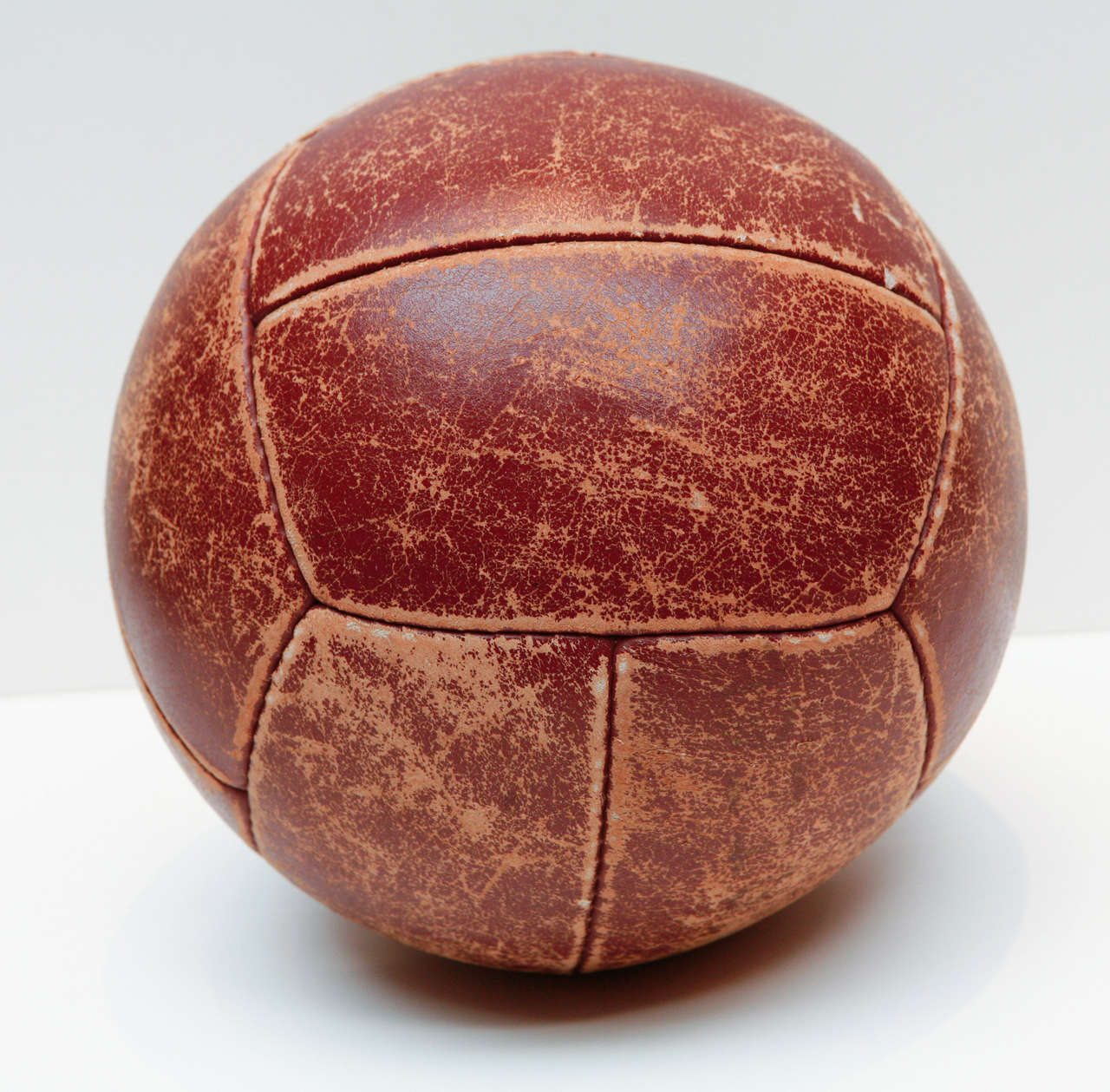 Vintage Leather Medicine Ball In Good Condition For Sale In Los Angeles, CA