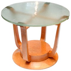 Burled Deco Table with Glass Top