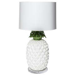 Large Glazed Terra Cotta Pineapple Lamp