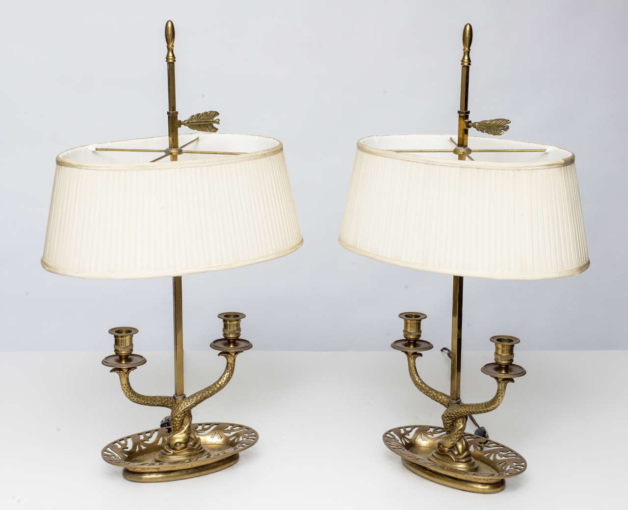 Pair of Regency Style Dolphin Base Bouilllotte Lamps