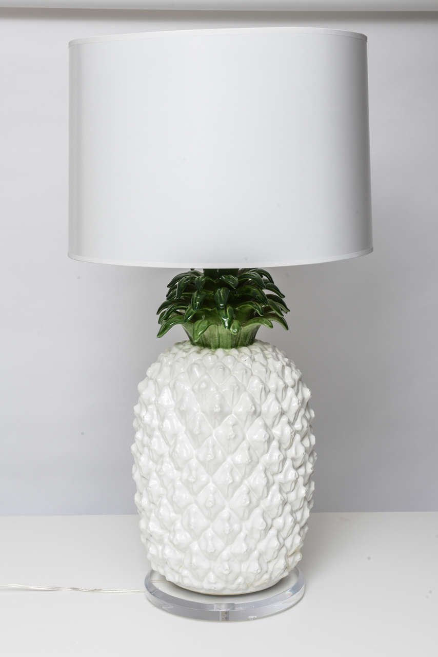 Large Glazed Terra Cotta Pineapple Lamp at 1stDibs