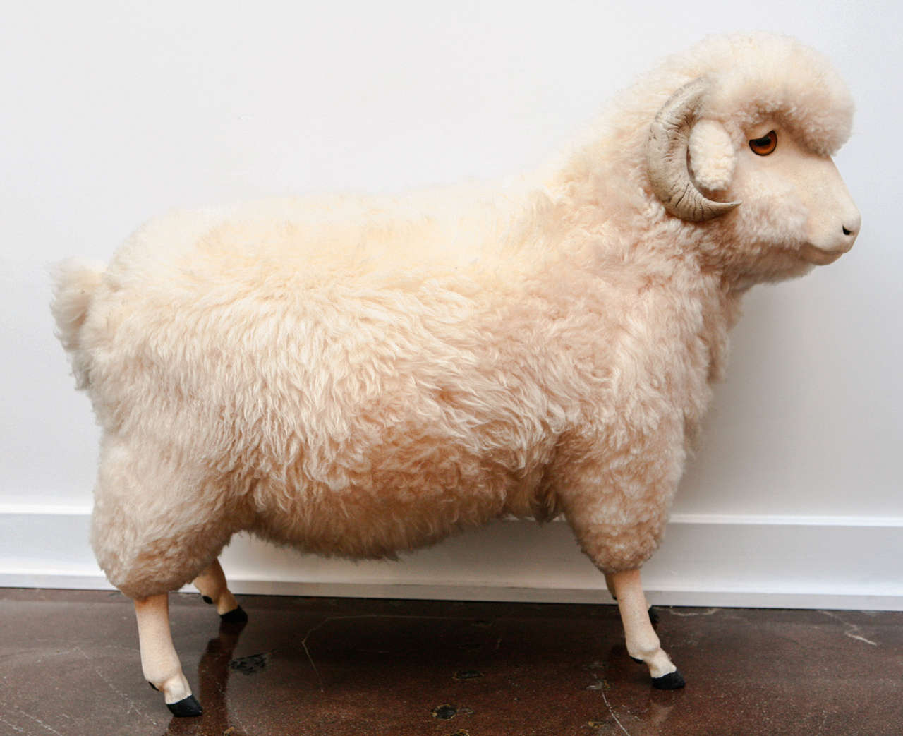 Late 20th Century Vintage Life Size Sheep with Horns