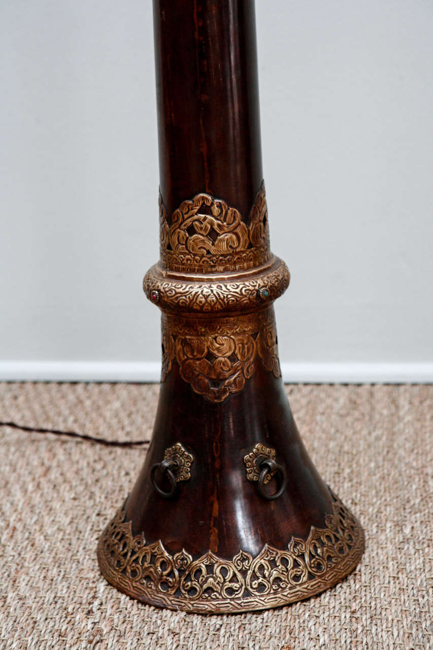 Metal Tibetan Monk's Trumpet Floor Lamp