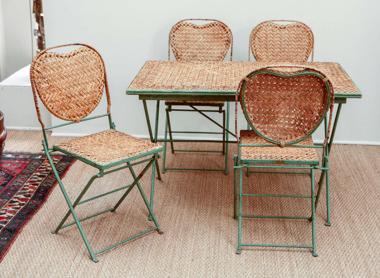 Vintage Rattan Garden Table Set