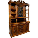 Antique Solid Oak Tudor Carved Cabinet Huntboard