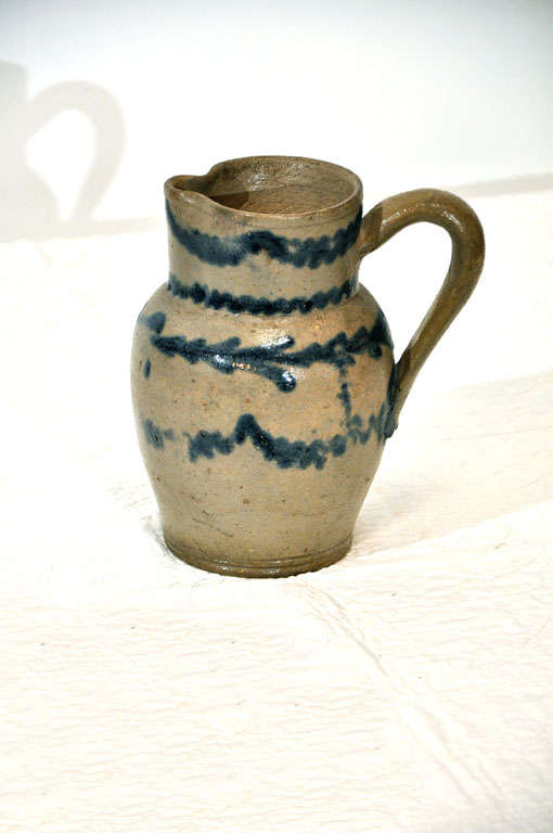 19th Century Pennsylvania Decorated Stoneware Pitcher