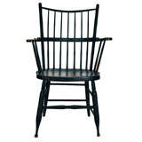 18th Century Extended Arm Windsor Chair in Original Black Paint