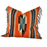 1930's Indian Hand Woven Woolen Geometric Pillow W/fringe