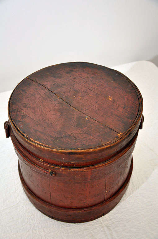 Early 19th Century Original Red Painted Furkin from Maine 3