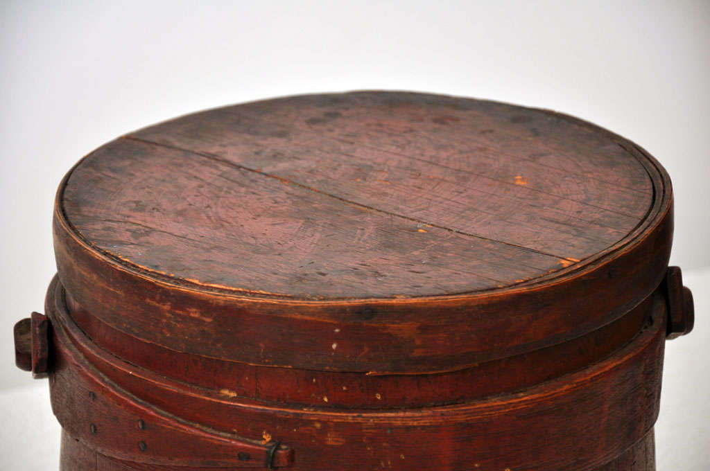 Early 19th Century Original Red Painted Furkin from Maine 4