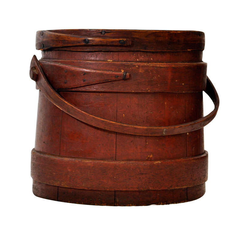 Early 19th Century Original Red Painted Furkin from Maine