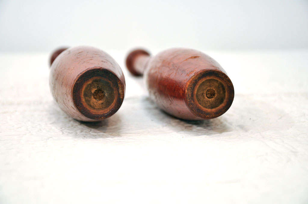 19TH C. ORIGINAL RED PAINTED JUGGLING PINS at 1stDibs