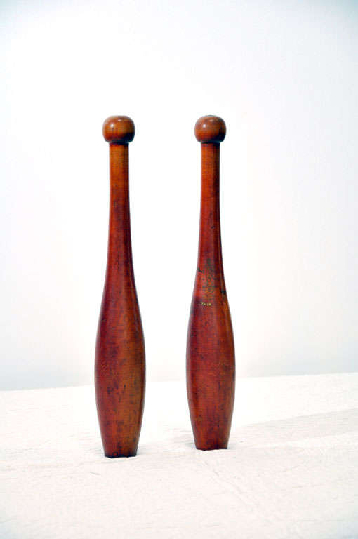 19TH C. ORIGINAL RED PAINTED JUGGLING PINS at 1stDibs