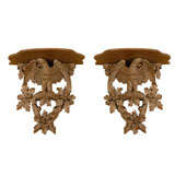Pair of Carved Brackets, Eagle on Acorn Branch