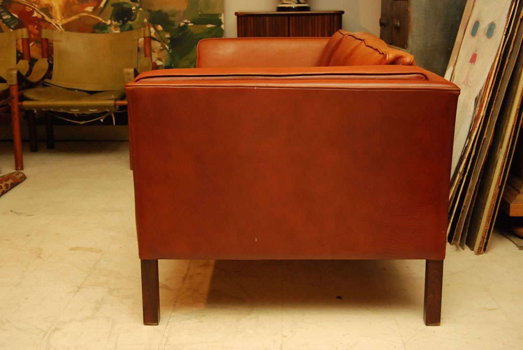 Danish Modern Brown Leather Sofa 1